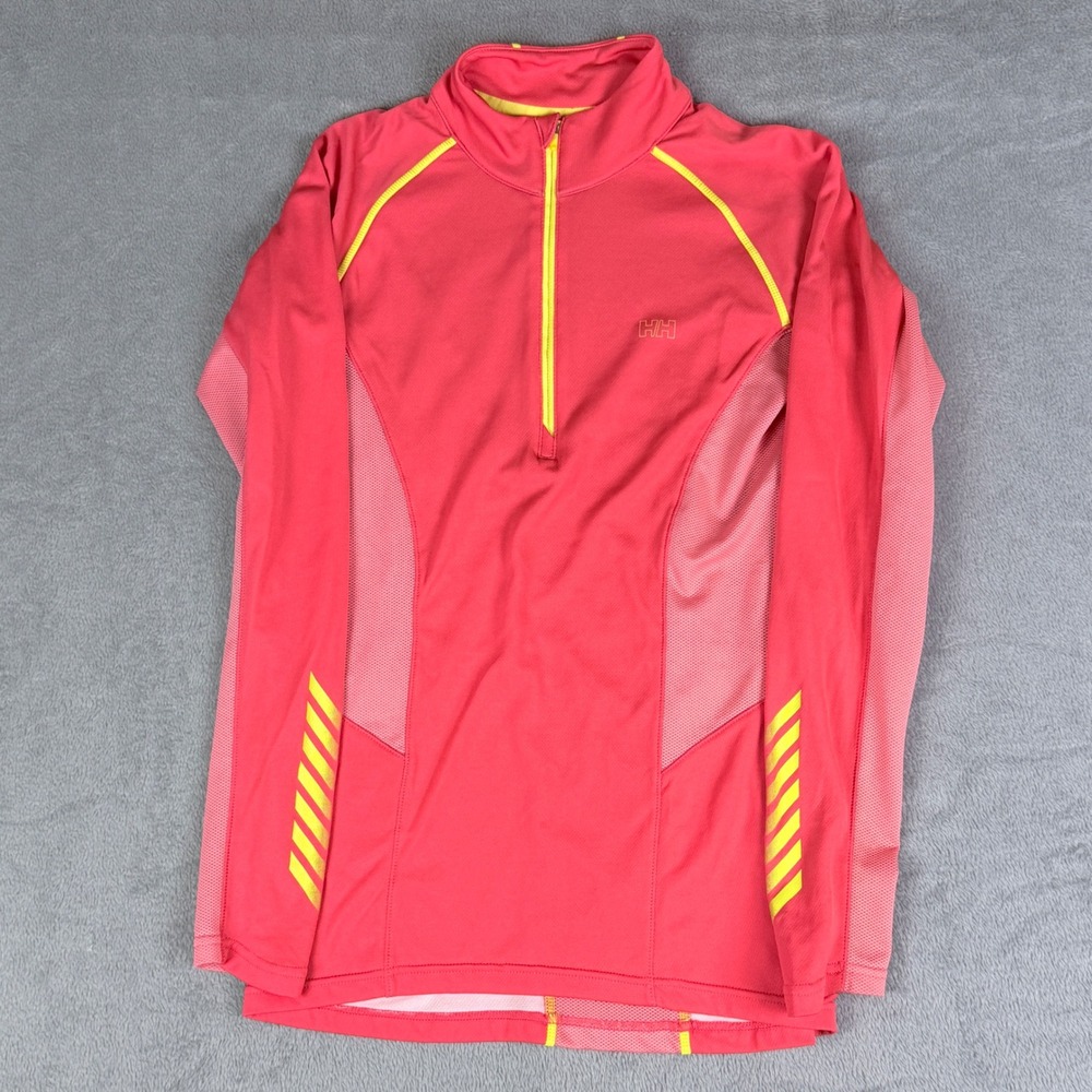 Helly Hansen Training Womens Pink‎ Yellow Lifa Quarter Zip Pullover Top Medium